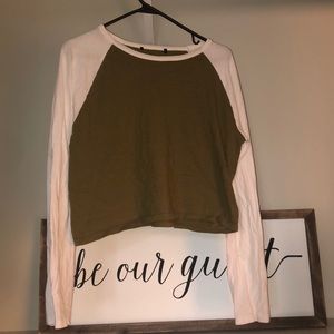 Navy Green Cropped T